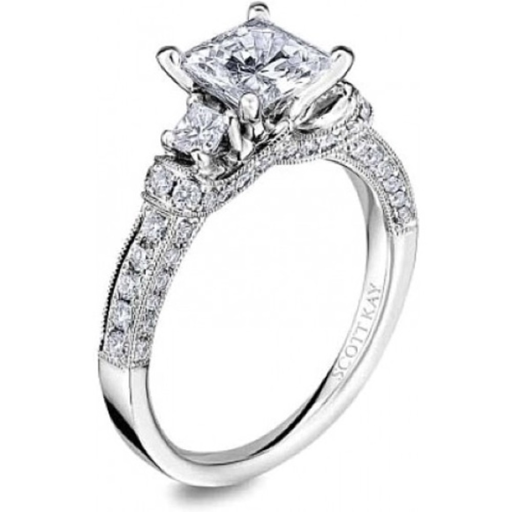 Engagement ring size 5 white gold 14K diamonds